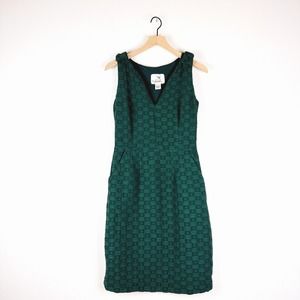Anthropologie Tabitha Sheath Quilted Tema Dress Green Size 2